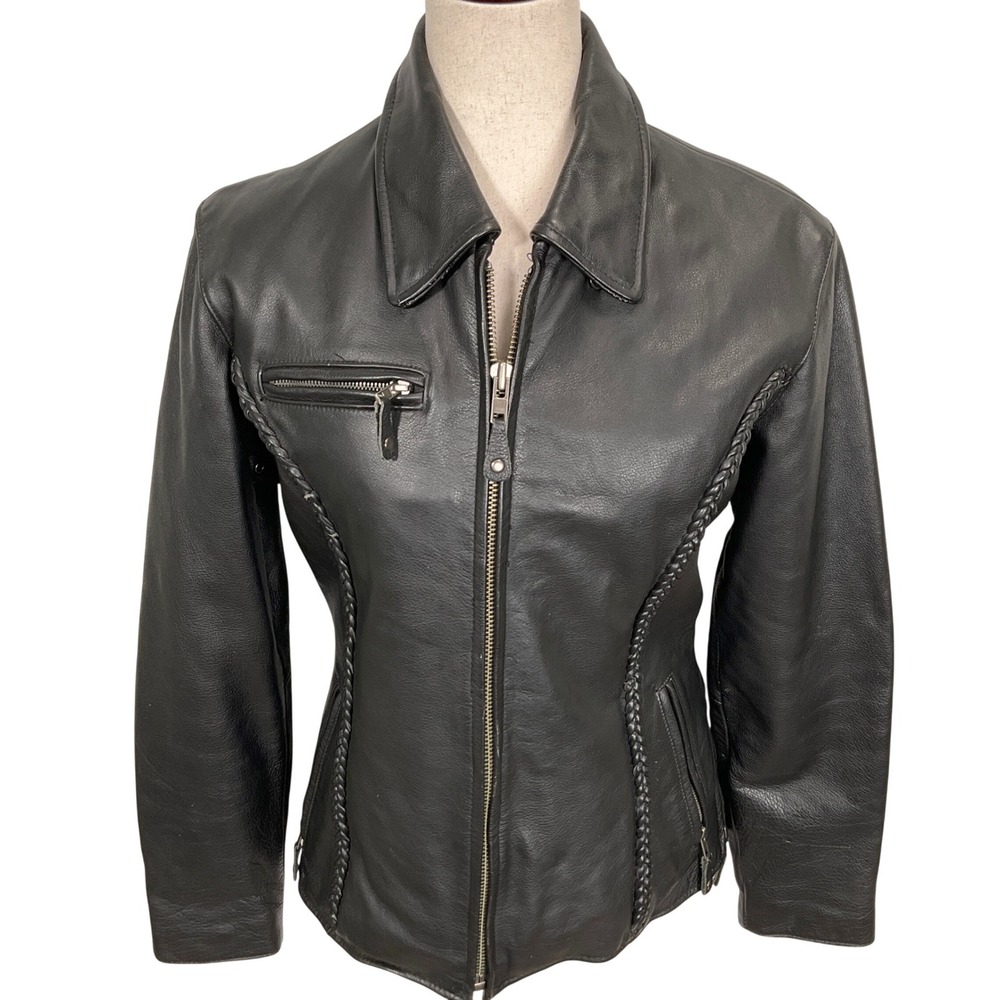 Wilda Leather Jacket Womens Small Black Goth Edgy‎ Moto Biker Streetwear Western